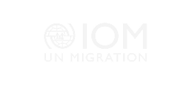 White-colored IOM logo representing the brand identity