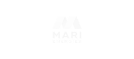 White-colored MARI logo representing the brand identity
