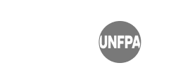 White-colored UNFPA logo representing the brand identity